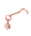 Stone Encrusted Flower Silver Curved Nose Stud NSKB-552
